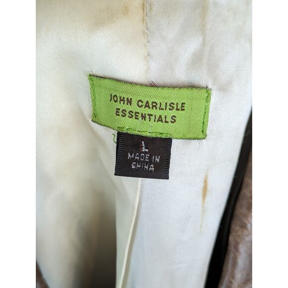 John Carlisle Leather Jacket Classic Edgy Vintage 90s Y2K Brown Size L - Picture 8 of 10